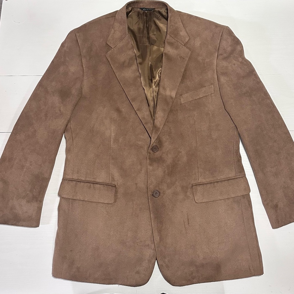 Elegant Tan Men's Suede Blazer by Emilio Zaynia Italia Size 44S
